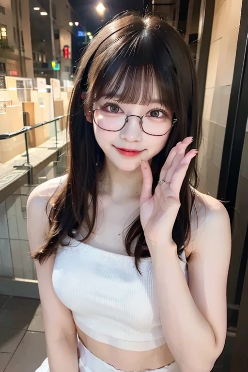 Pamper a man、top-quality、超A high resolution、taking a selfie, detaileds、​masterpiece、8K、Raw photo、Wooden apartment、Kotatsu、Sleepy face、aunty、Shameless、cleavage of the breast、Mole、eye glass、T-shirt and panties、happily face、