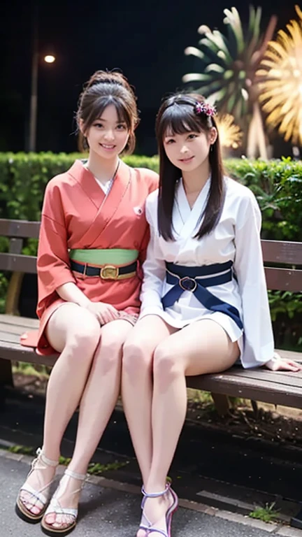 hi-school girl, lesbian, Japan Yukata, No bra, , White clothes with wide open legs