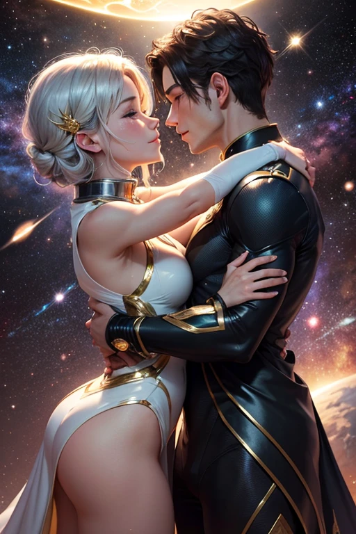 nsfw, Masterpiece, top quality, highly detailed, (Photorealistic style:1.4), Chiaroscuro style, backlighting, 

2 girls, A lesbian couple in yukata, (Hug from behind, and put hand on naked bust, bust shot:1.6),
looking at the camera with a smile,
A close-up of their beautiful faces,

(Lots of fireworks all over the sky,
Many Lanterns floating in the sky,
big shining milky way:1.4),