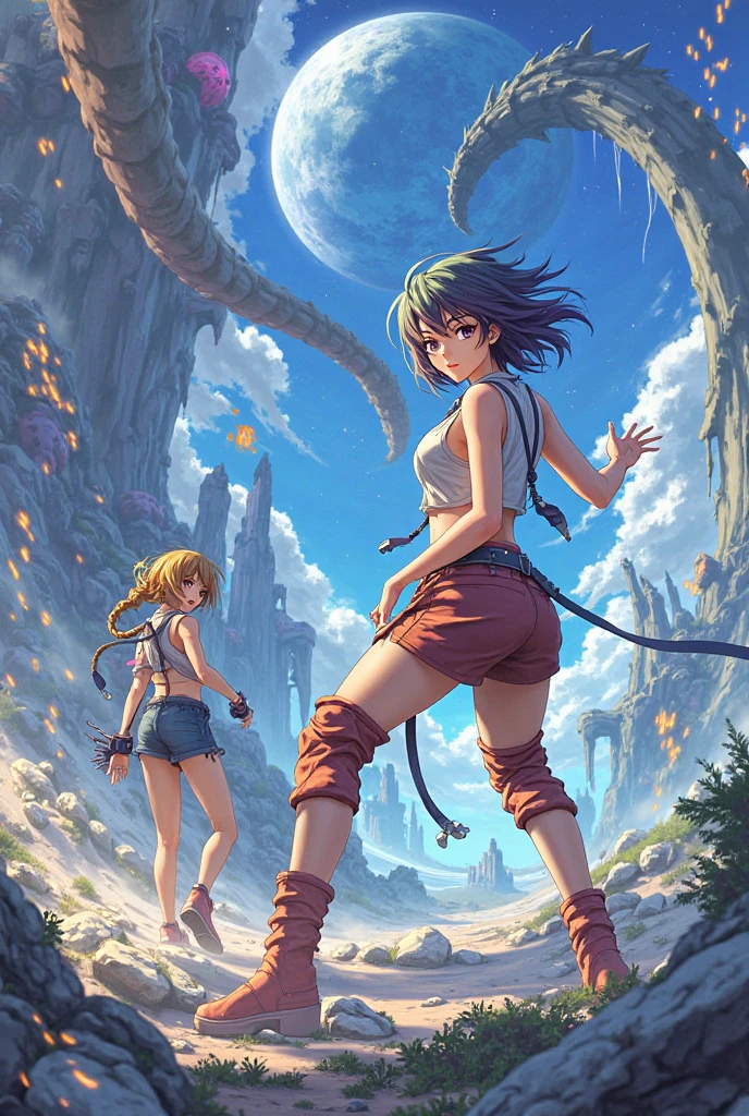An anime version of the characters from The Flintstones in a stone age adventure --auto --s2