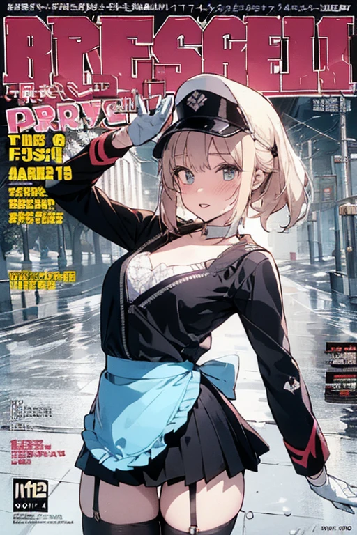 masterpiece, best quality,  <lora:NoFunAllowedMemeV2:1> IncrsNFAMeme, sign  <lora:felicia-fe-richy-v1:0.8> feliciadef, maid, maid headdress, black thighhighs, feliciapicnic, hairband, red thighhighs, furrowed brow, pointing at viewer, yelling