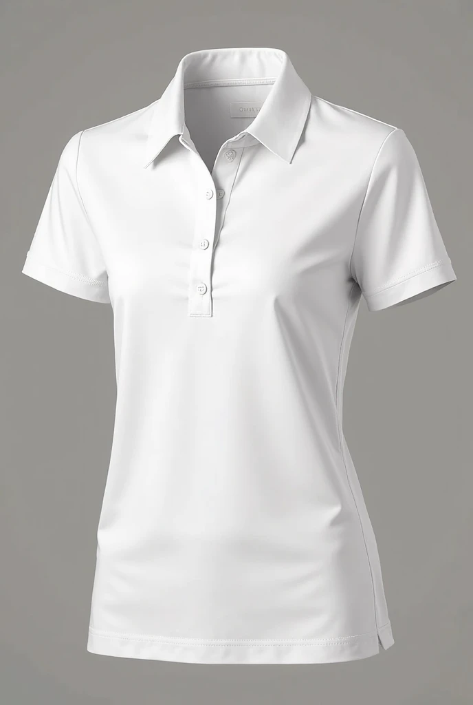 Women's polo mockup ,White neck, white sleeve, all white. except in the part where 2 buttons go, which is lilac