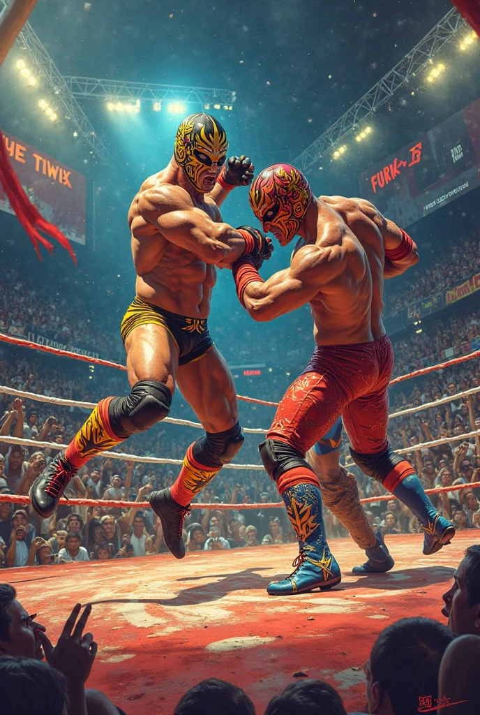 Dominik Mysterio fighting Hulk Hogan