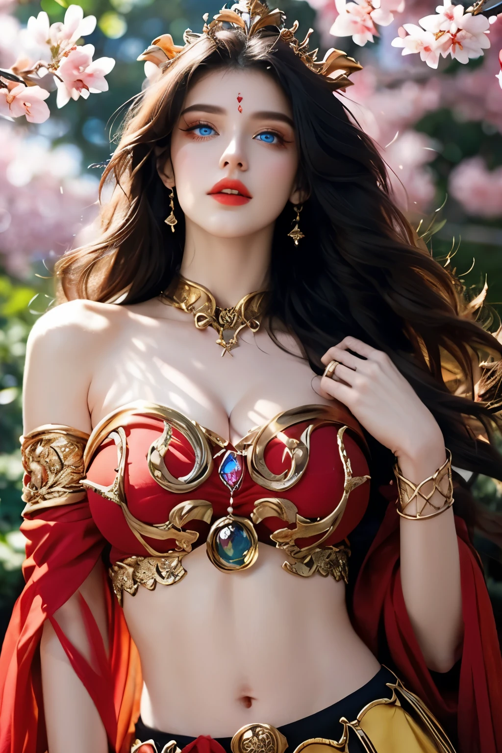 8k,High -level, absurd, masterpiece, best quality, primitive, very detailed CG, very detailed wallpaper, perfect lighting, Jitome, lips, makeup, desert, broken temple, wh_chi_armor,