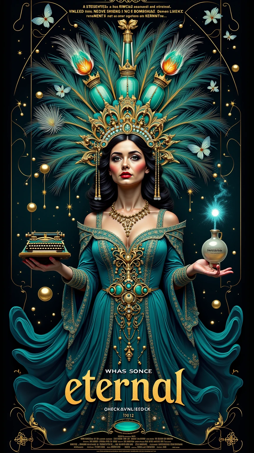 Highly detailed gypsy with jewelry doing magic, table, colored cards, gold --auto --s2