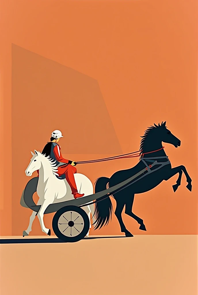 A handsome beautiful slim white skin man shirtless on top of a Roman war chariot with two horses in the desert
