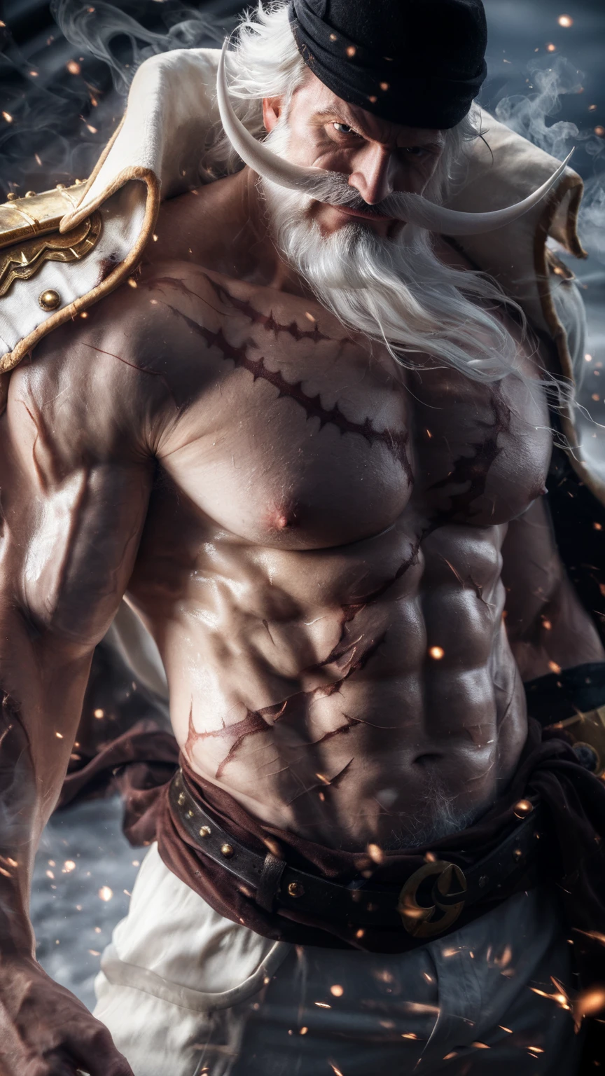 (megan fox:1.25), (muscular:1.5), (full body view:1.25), (pale skin, white hair, red eyes:1.46), (vampirella outfit:1.1),(very muscular bodybuilder girl:1.25), (huge upper body:1.25), (narrow hips:1.0), long hair, (huge muscular arms:1.5,), (10-pack abs:1.4), (large breasts:1.25), (horror:1.0), (esoteric:1.1), (solo:1.4), (dynamic angle:1.0), (cowboy shot:1.0), thin legs, Realistic, Very detailed face and eyes, (masterpiece:1.1), (best quality:1.1), (ornate:1.1), (beautiful girl face:1.25)