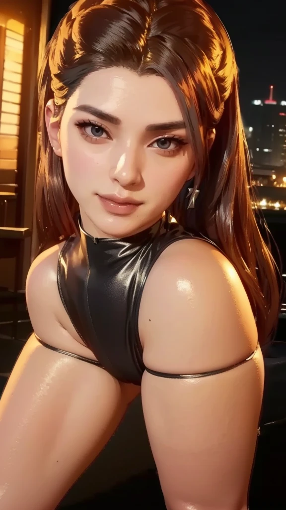 photo of Abella Danger, RAW, beautiful woman, ((portrait)), ((detailed face:1.2)), ((detailed facial feature, detailed skin, clear skin), (perfect proportioned body), kneeling Looking up at viewer, ((nsfw:1.5)) (high detailed city environment, apartment balcony), (realistic photo, best quality, detailed), (8k wallpaper), (cinematic lighting, dramatic lighting) (sharp focus, intricate)