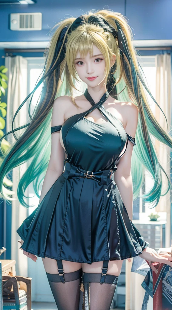 top-quality、超A high resolution、(Photorealsitic:1.4)、(Green Longhair:1.3)、greenhair、a necklace、(azur lane\)、1girll、(Kpop Idol)、NSFW、In a black dress、slenderbody、Behold、cute little、finerly detailed face、Contrapo、Smooth skin、parfect anatomy、White camisole、Pure black pleated skirt、A city scape、natta、Rain wet type、Professional Lighting、Shopping mall rooftop café、outside of house、no teeth、8K Wallpapers