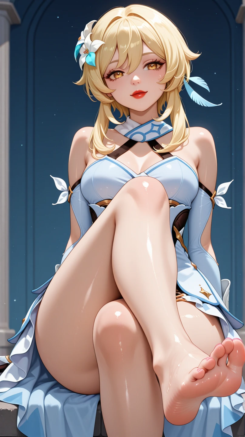 (White background:1.2),masterpiece,best quality,1girl,18yo, beautiful girl,BREAK,(open mouth,Beautiful blonde,Blue Eyes:1.5),(Cleavage:1.2),BREAK,(White sheer dress,white panties:1.5),(light smile:1.5),(She lifts her skirt to show her panties:1.4),