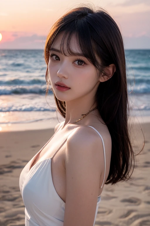 Realistic,fine quality detailed picture,Best quality,high-resolution,1 beautiful girl,feminine,beach