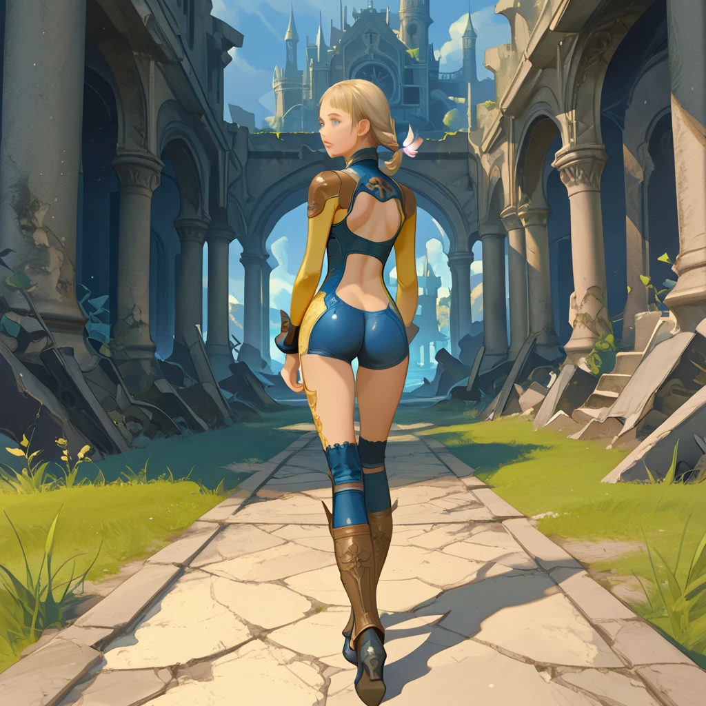 (masterpiece, best quality), 1girl, (abs:0.75), upper body, looking at viewer, bra, ((pubis, groin, crotch)), braid, (((pants pull))), freckles, choker, blonde, wide hips,