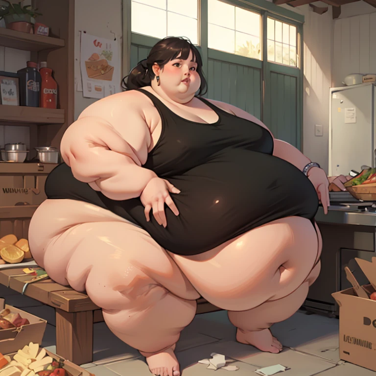(masterpiece, detailed, realistic:1.2), korean woman, young, teenager, USSBBW, (morbidly obese, fatblob:1.3), (detailed face, beautiful face), high aesthetic, eating junk food, panties, surrounded by concerned friends, restauraunt