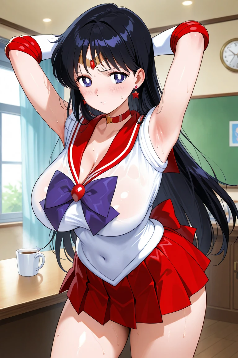 best quality,masterpiece,1girl,solo,(((NSFW))),(((9years old))),japanese girl,an extremely cute and beautiful girl,highly detailed beautiful face and eyes,petit,cute face,lovely face,baby face,shy smile,show teeth, black hair,medium long hair,Hairless pussy,flat chest,skinny,slender, Perfect hands and fingers,(((wearing a sexy revealing sailor mars costume))),(((Seductive in a classroom))),she is looking at the viewer,hands pull off clothes,(undress:1.1),(no panties:1.1),(legs spread wide:1.1),(no bra:1.1), Arrietty  