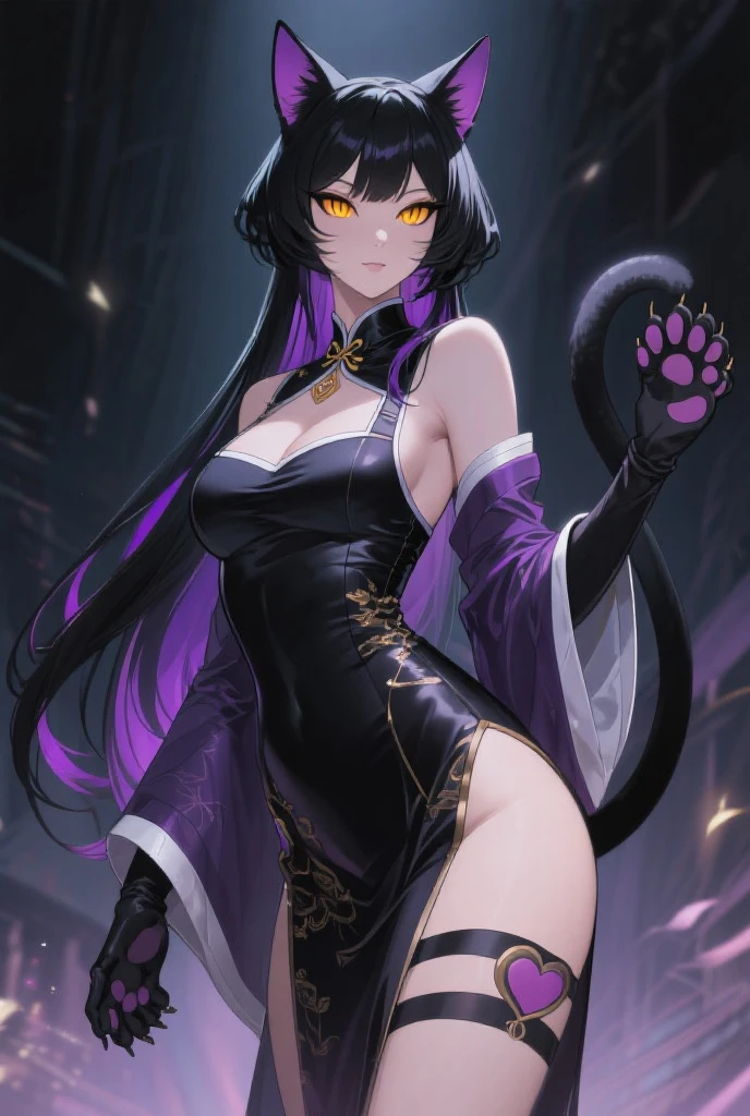A young guy, cute facial features, dark purple hair gathered in a low bun, faded red eyes, white strict clothes with free light sleeves with lots of jewelry, long black gloves, fox ears and tail, calm gentle smile