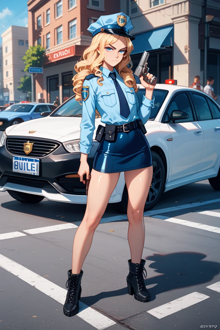 miniskirt police、Beauty、driving a police car