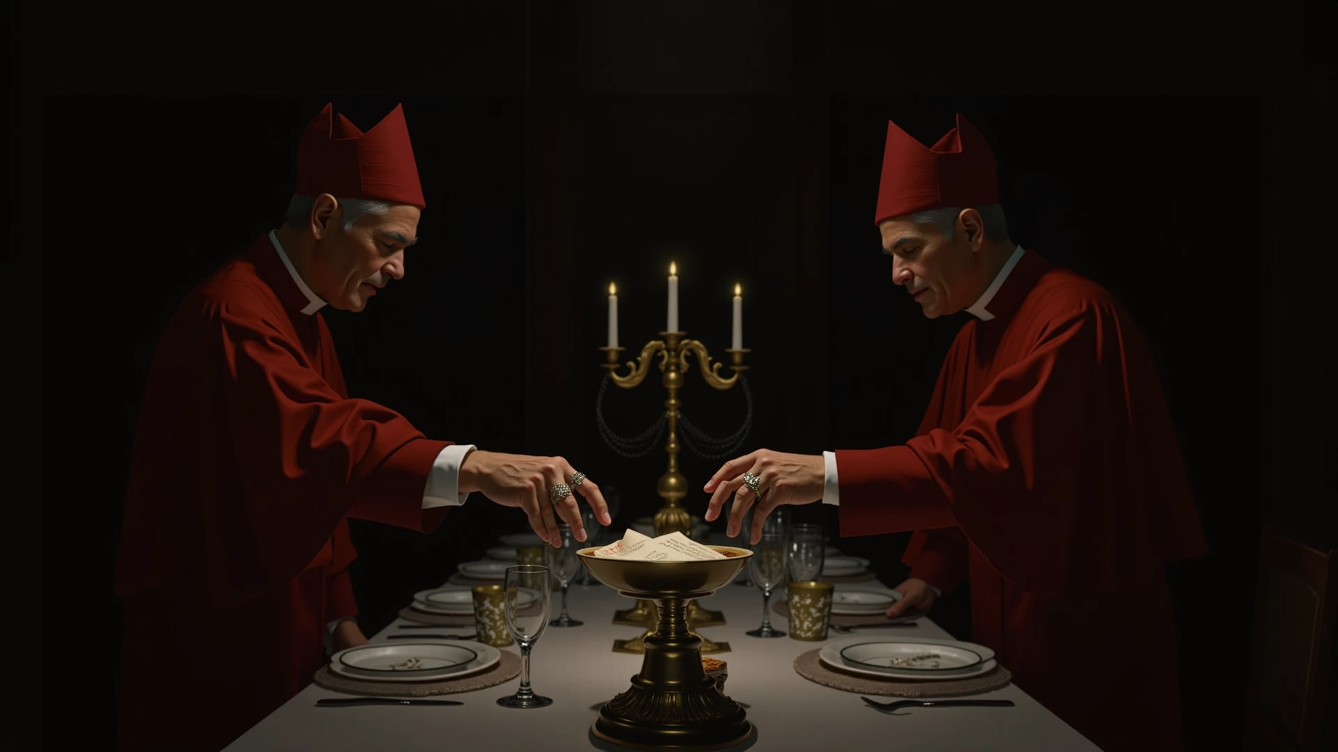 Reproduce the picture of Holy Communion with Satanists sitting at the table