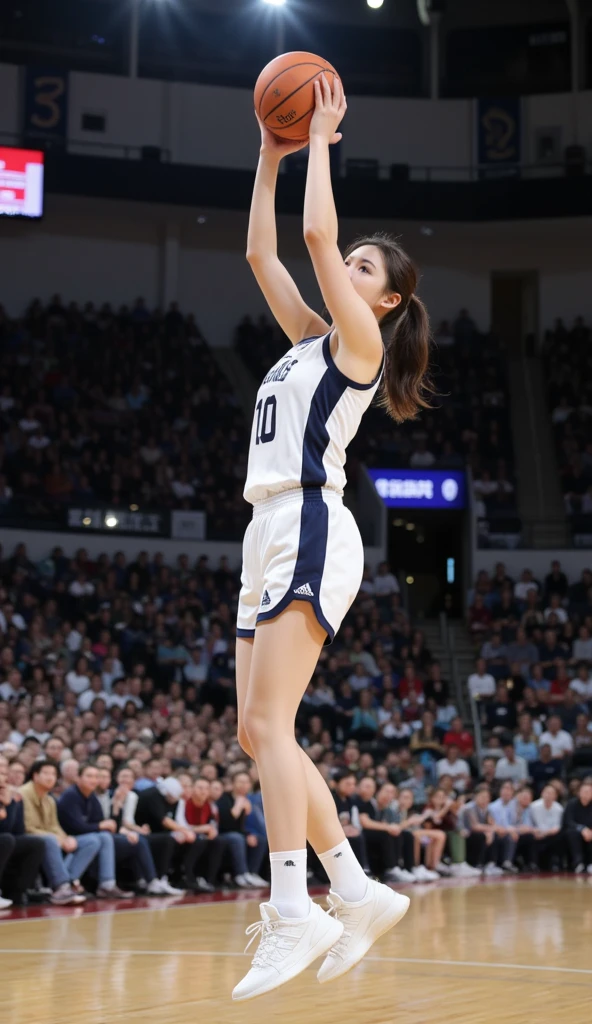 (Best Quality, 4K, Masterpiece: 1.3), Pretty Woman, 1girl, Sexy: 1.1, Dark Brown Hair: 1.1, Woman in Basketball Uniform, On the Court, Soaked Jersey, Ultra-detailed face, Detailed lips, Delicate eyes, Double eyelids