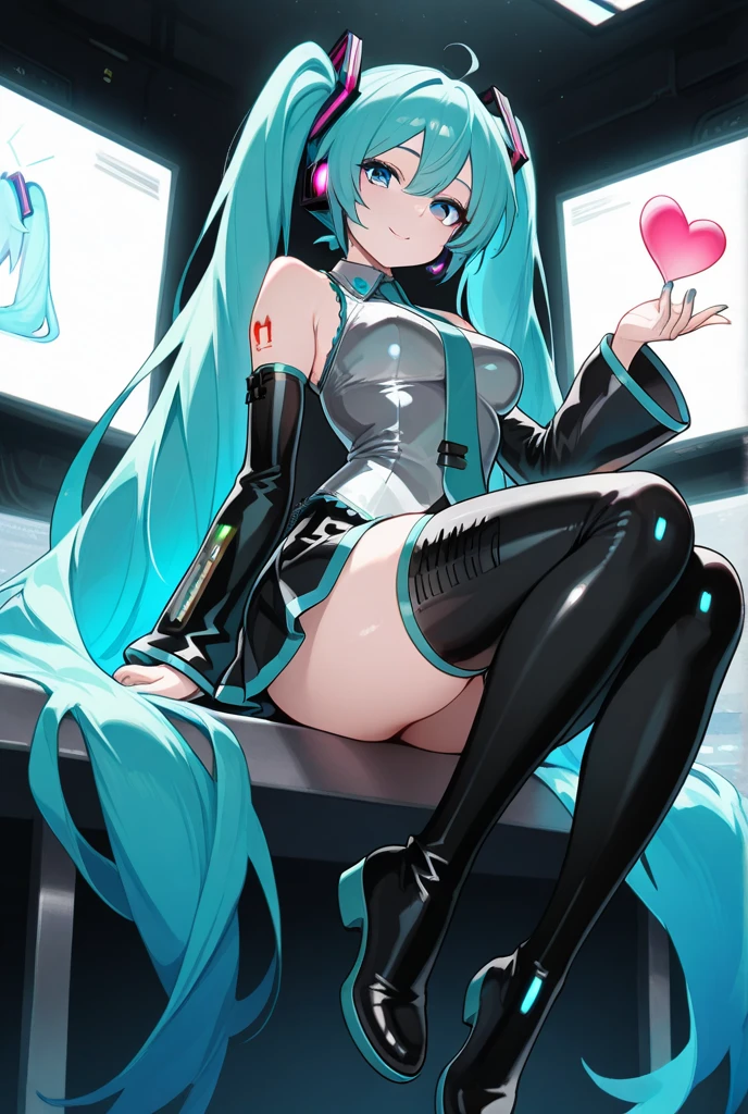 masterpiece, Highest quality, One girl, alone, Long Hair, hatsune miku, Twin tails, very Long Hair, bodysuit, Blue Hair, gloves,boots, whole body, blue eyes, floating, View your viewers, hair ornaments, black gloves, Multicolored Hair, Facial blemishes, Sleeveless Dress, flower, Part your lips, absurdly Long Hair, elbow gloves, White Dress, Hair between the eyes, Browsing Caution,Heart-shaped pupils,orgasm, Beautiful ass,Sweat,(Urinating)