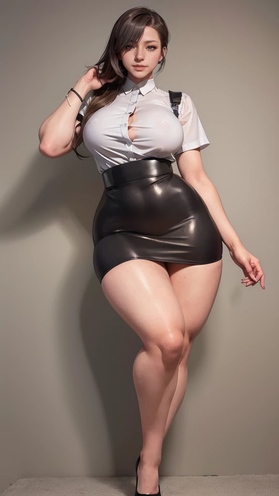 A curvaceous, cute and skinny super large biggest thick ass realist secretary , dressed in a tight-fitting skirt that hugs her voluptuous large and thick hips and round huge thick ass behind. perky breasts, which are just barely contained within the constraints of her buttoned-up attire. pantyhose, big and thick and ass, large and thick hips
