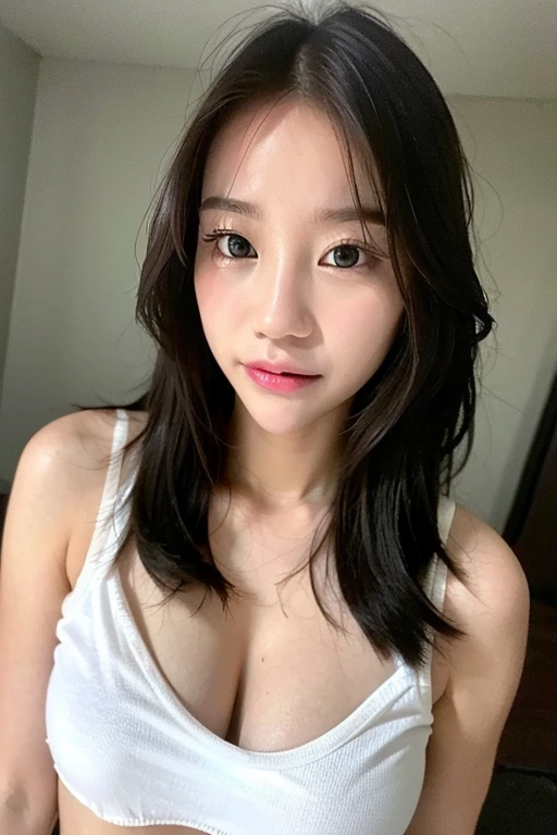 highest quality, masterpiece, 超High resolution, (realistic:1.5), RAW photo, 1 girl, nude、(((smile)))、((shy))、lie in bed、(crawl on all fours)、(highest quality、8k、32K、masterpiece、Hmm:1.2)、cute日本人女性の写真、long hair、(whole body:1.6)、(Upper body:1.4)、surface focus、necklace、simple background、looking at the viewer、(looking at the camera:1.4)、mix 4、(8k、Raw photo、highest quality、masterpiece:1.2)、(realistic、Photoreal:1.37)、1 girl、cute、indoor、Wet、professional lighting、photon mapping、radio city、Physically based rendering、gradient brunette hair、short curly hair、excellent image quality、High resolution、1080p、(clean face)、(Detailed facial description)、(detailed description of handasseter muscle part)、(Detailed CG)、 extreme light and shadow、masterpiece、rich details、(exquisite features)、(best image quality)、(masterpiece)、(detailed eye)、looking forward to your eyes、delicate clavicle、(huge tit:1.2)、(shy:1.4)、(exposed chest:1.4)、nipple、areola、waist、stomach、lower body、(((random pose))), (((random angle))),