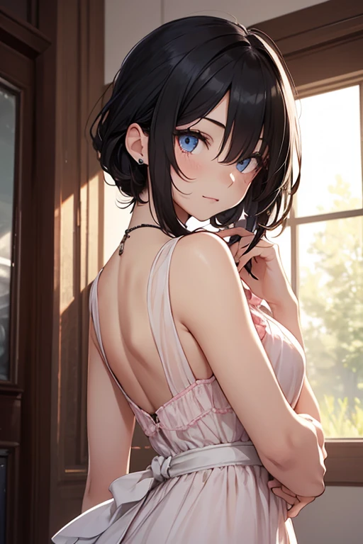 beautiful detailed eyes, beautiful detailed lips, extremely detailed eyes and face, long eyelashes, 1girl, maid, , small breasts, delicate, elegant, refined, high quality, 8k, hyperrealistic, cinematic lighting, detailed background, vibrant colors, soft pastel palette, dreamlike, whimsical, elegant, graceful, romantic, highly detailed