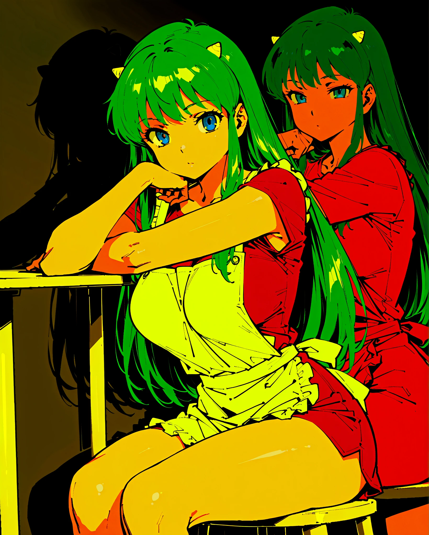 (masterpiece, best quality), best quality, best resolution, (ultra-detailed), (3heads:1.5), 1girl, (yuki (touhou):1.3), masterpiece, best quality, ultra quality, ultra resolution, ultra detail, dark red and pink top, crop top, ((stomach)), midriff, ((groin)), dark red and pink skirt, normal ears, shackles, blonde hair, very long hair, wavy hair, sidelocks, yellow eyes, parted lips, open belly, sweat, cute, toned belly, hand on own chest, eyelashes, (24 year old woman:1.3), (masterpiece:1.5), (best quality:1.5), (beautiful detailed), extremely detailed CG, extremely delicate and beautiful, depth of field, (finely detailed face), (perfect details:1.2), (mature female:1.3), wide pelvis, slender, large veiny breast, 16k resolution, highres, very high quality, very high definition, extremely detailed, masterpiece, best quality, blonde hair, long hair, alluring presence, braid, short skirt, close up, big , young, pink ribbon, girl with three heads, same hair color, blonde,
