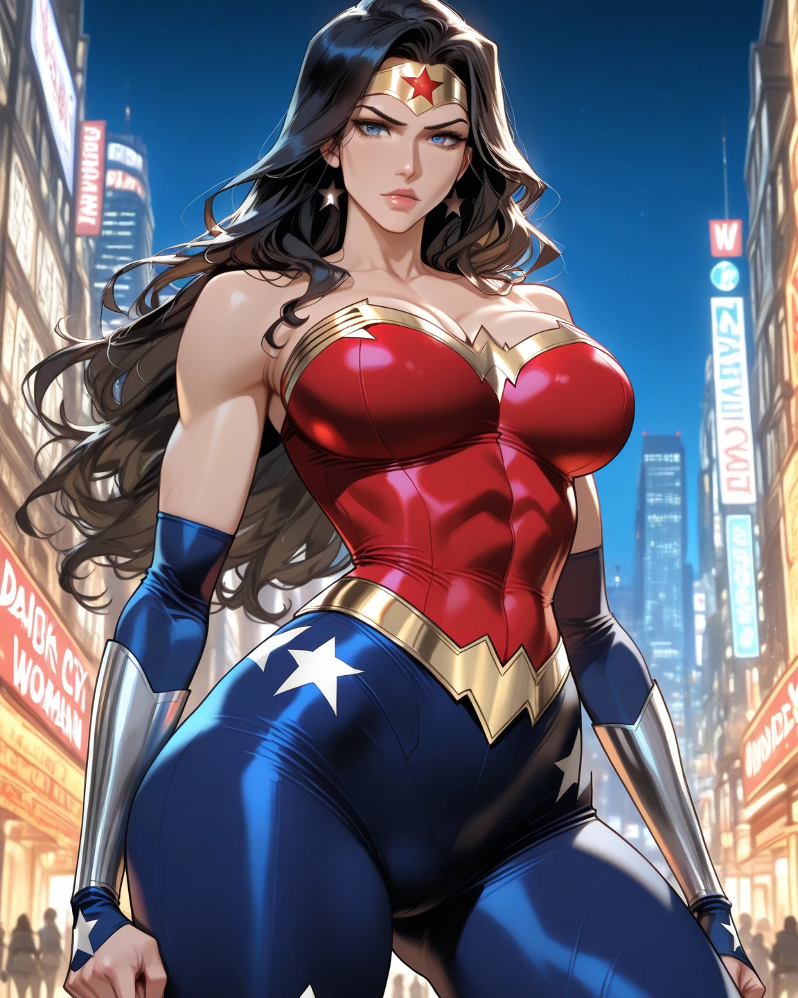 Woman body set large breasts、captain USA Costume Dress,active pose,SHIELD,