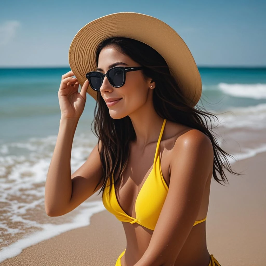 Mia Khalifa in beach wearing bikini
