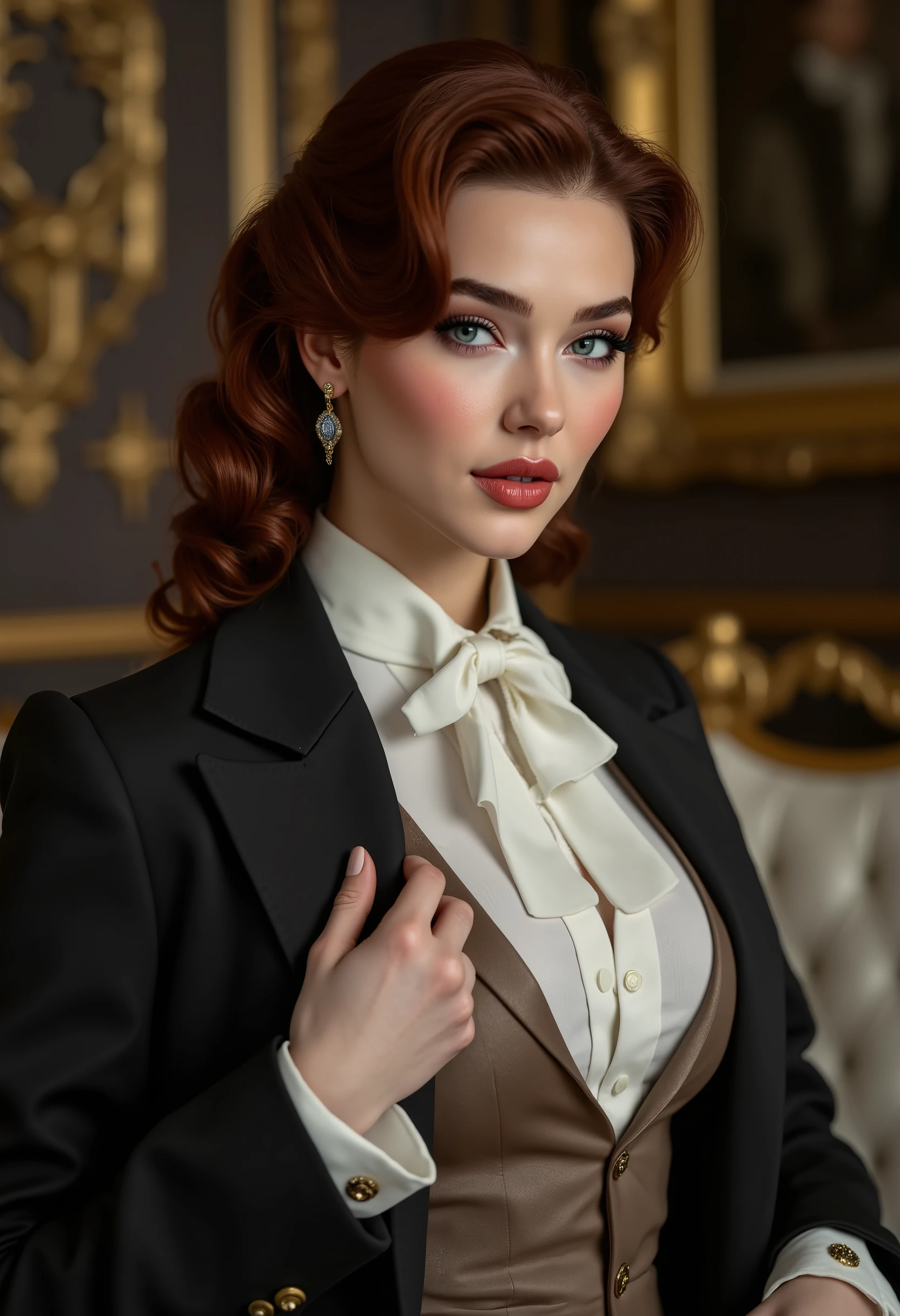 Female dandy with auburn hair
