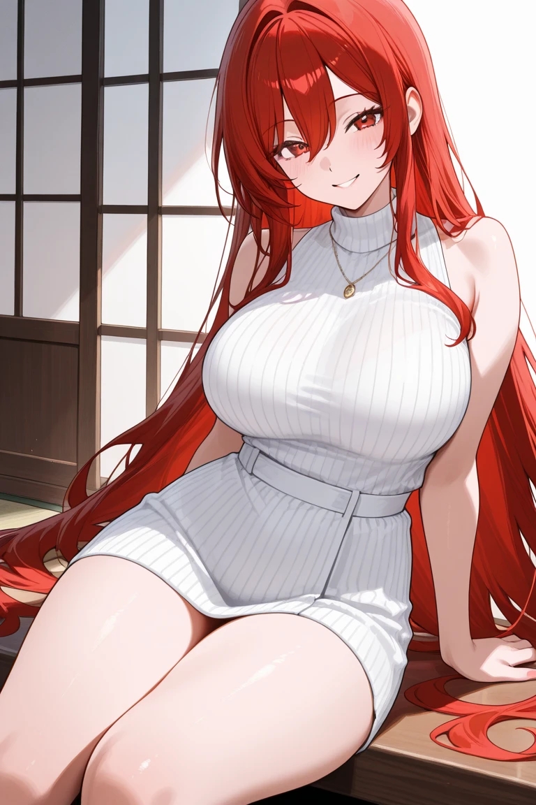 Kushina,1girl,solo, beautiful, thicc thighs, huge breasts, wearing white bikini, in bed,pure eyes, realistic pupils, highly details eye, perfect anatomy, good anatomy, good composition, armpits, sweating, Mom, milf, thicc thighs, lubricant skin groin area, oily skin, red armpits, sweat armpits, behind view, show her ass,red hair, green eyes, wearing white bra