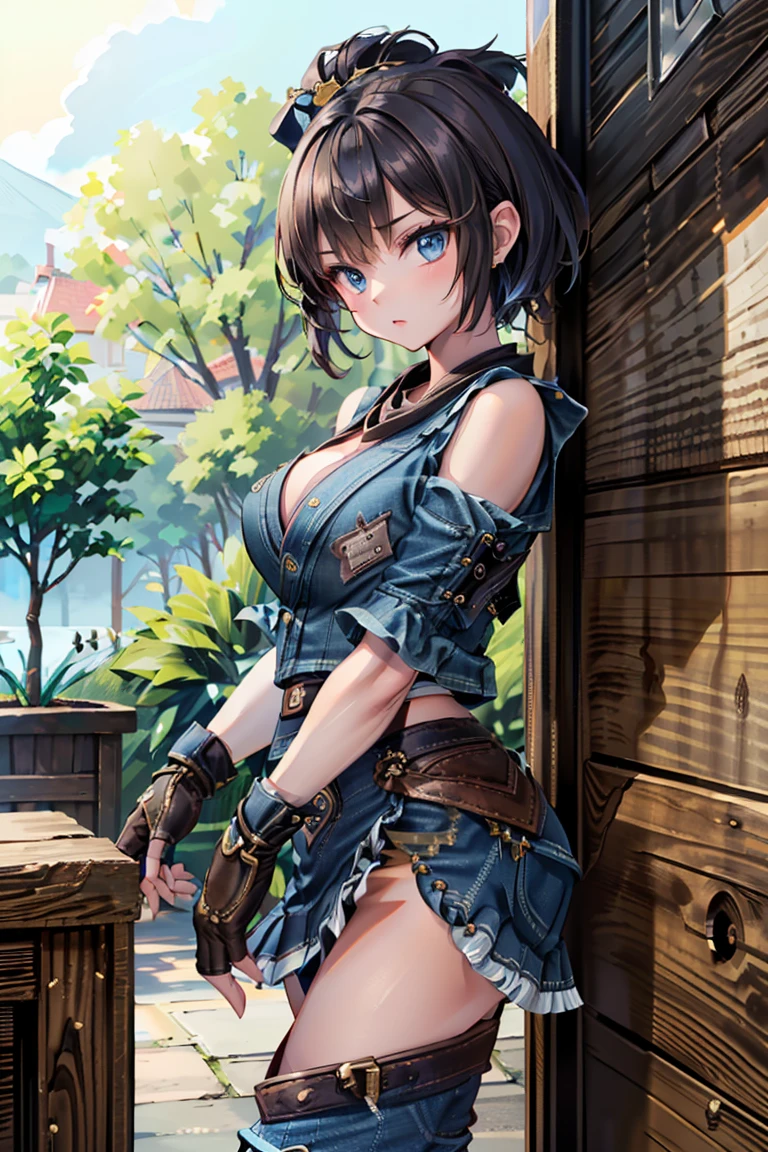(masterpiece, best quality), intricate details,
1girl, phSaber,
(standing by wooden pole:1.2), iron collar, arms behind back, iron cuffs, shackles, bound,