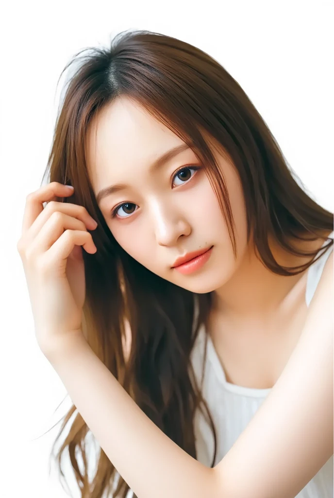 One girl,sweater,White Background,