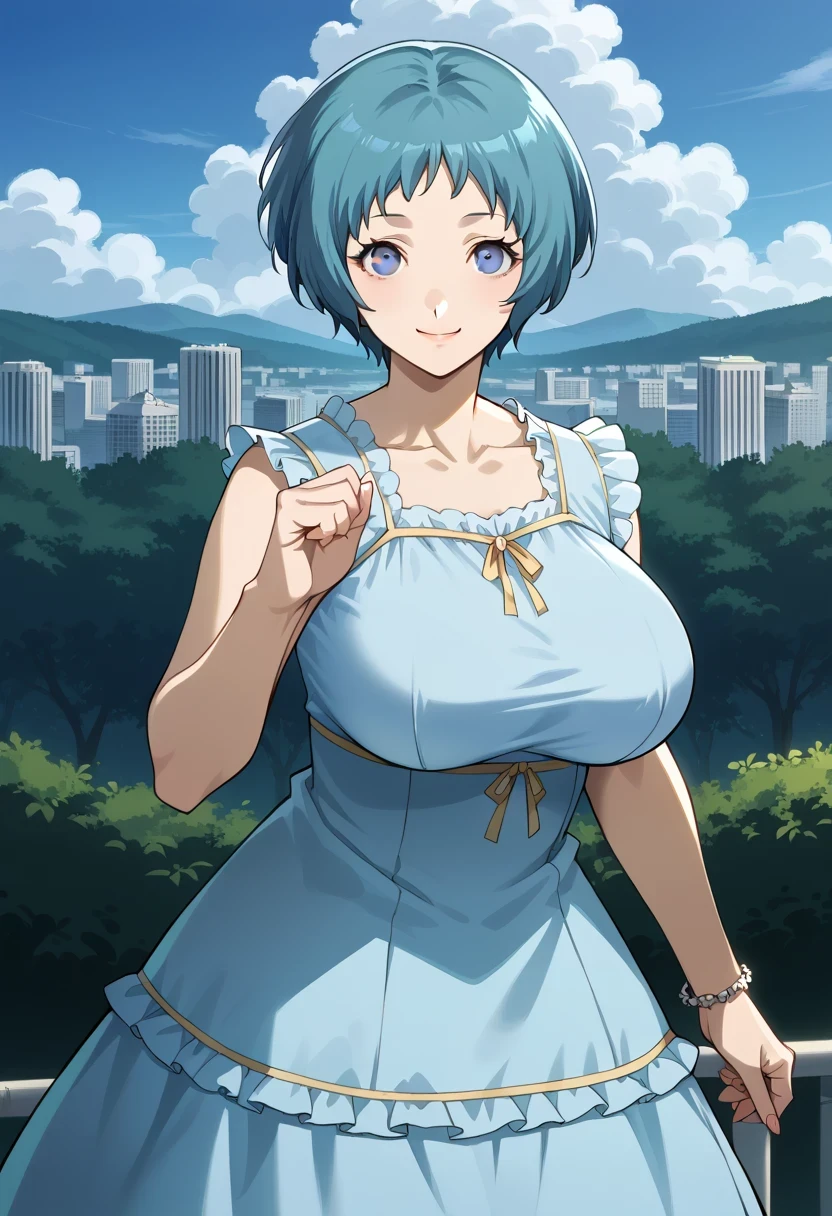 (masterpiece:1.3), (absurdres:1.3), (best quality:1.3), (ultra high res), (ultra-detailed:1.3), 1girl, solo, marondballz, <lora:marondballz_ex_03:0.9>, undressing bra <lora:undressing_bra.v10.1-e100:1.2>, blue hair, large breast, blue eyes, round curves, looking at viewer, cowboy shot, full body, outdoors