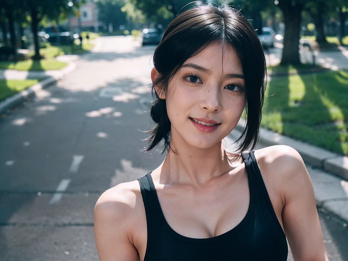 ((Realistic lighting, best qualtiy, 8k, tmasterpiece:1.3)), sharp fokus:1.2, 1girl, Beautiful Women with Perfect Figure:1.4, Slim abs:1.1, ((black color hair)), (l Blue crop top:1.4),exteriors,during night:1.1),Street view,Ultra-fine face,Fine eyes