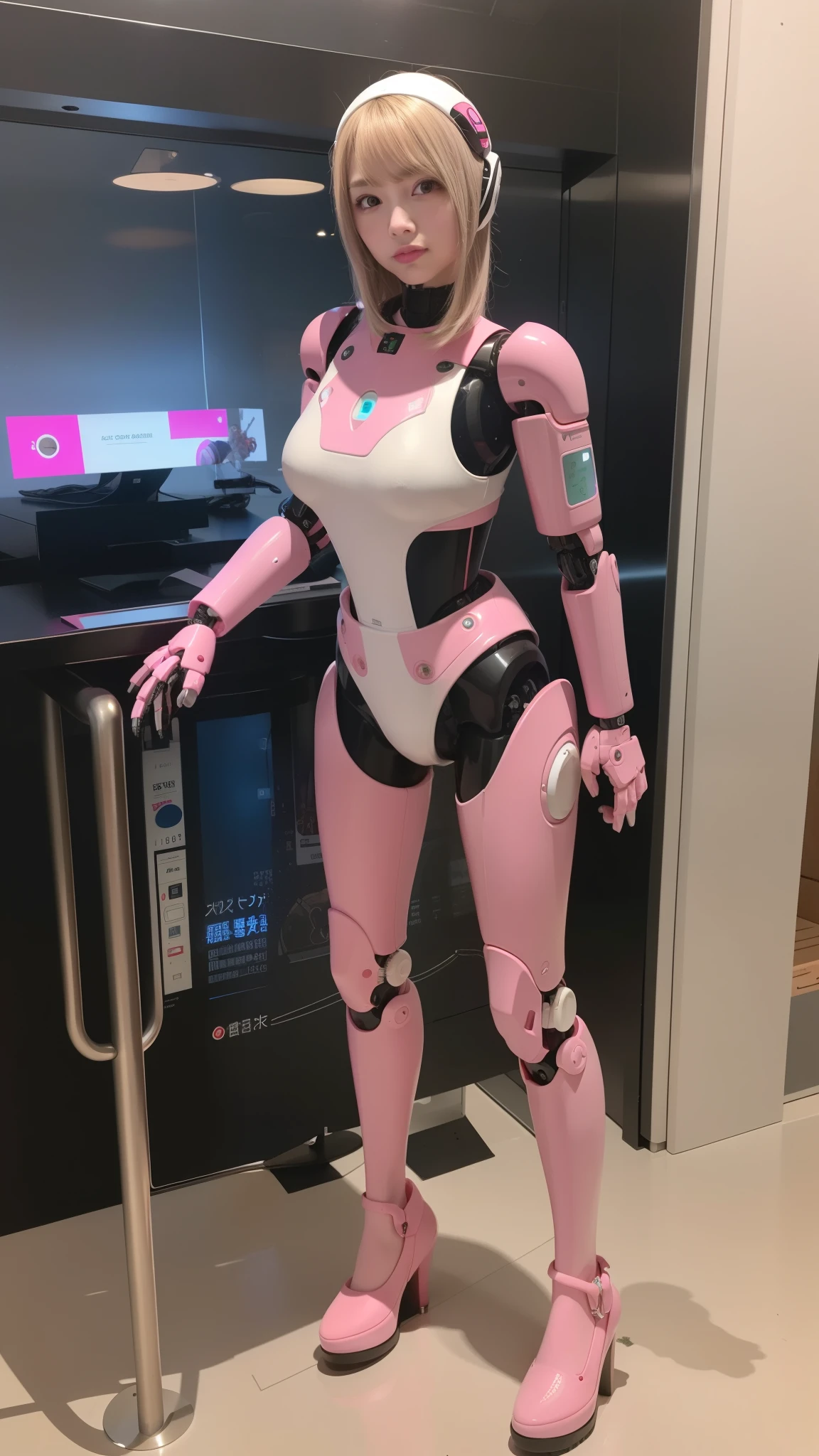 armored robot, Police, robot, perfect-female-robot, perfect-mechanical-body