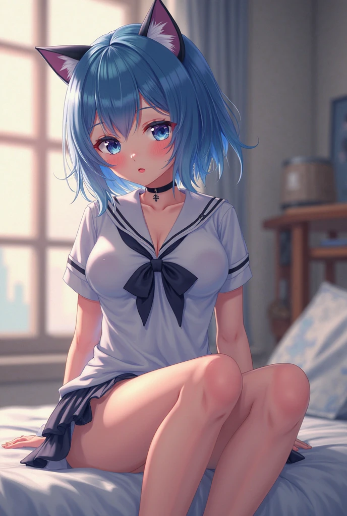(8k, 最high quality, Tabletop:1.2)、Ultra-high resolution、Bright blue hair、blue eyes, Absurd,((2人のgirl, twins) 、Small breasts、Braided half bob hair、uniform、Me in a knitted cardigan、 girl、Looks about 、Petan Musume、In the classroom、 (cryin) ,Cute Characters, Most detailed, high quality、(missionary, 1boy, penis, lying, vaginale, ass pov, spread legs, sex, nsfw)、nose blush、steam、Oblique angle、Shiny Hair、Very fine and beautiful bright eyes、be scared、Very detailed, clear and beautiful face, Being stripped of clothes、No clothes、Slender body、Awards, Anatomically correct、((Scared))