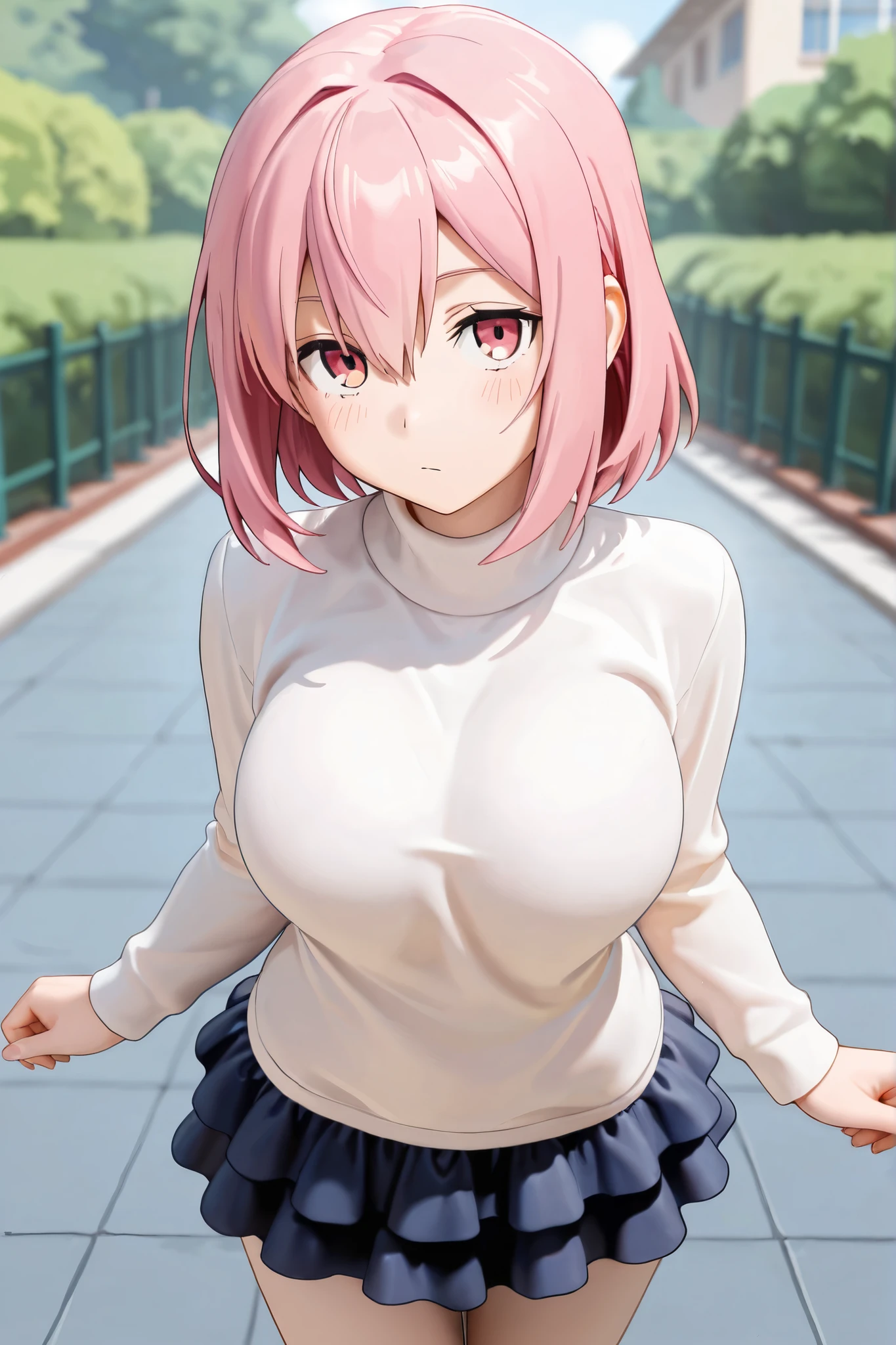 ufotable screen cap, pink hair, twin tails oily skin, wet, detailed skin, ((little girl)), ((carrying a red backpack)), ((10 years old)), blurry background, open mouth, short height, little girl, ((bare shoulder)), ((presenting armpit)), (see-through), cleavage, naughty face, ((white tank top)), (arm up), ((loli oppai)), ((big boobs)), ((large breasts)), ((under boobs)), ((boob curtain)), (hot pants), ((detached sleeves)), beach, (potrait)), loose shirt, navel, (((disgusting face))), (double peace),wet body, rain, ((Upper body))