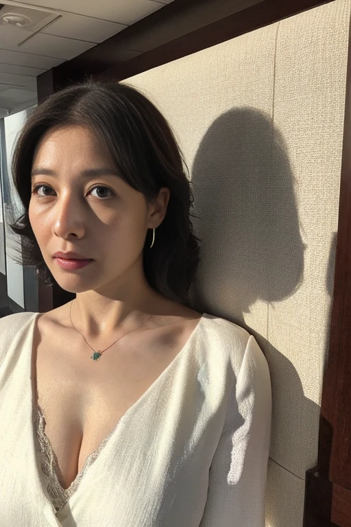 (best quality), (very aesthetic), (ultra-detailed), (best illustration),a mature female,Perfect Face,MKMami,(full_body),strip her clothes,skinny, MILF,NSFW,A man is groping her breasts from behind。