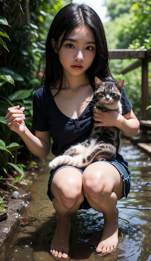 Cat & dog in water