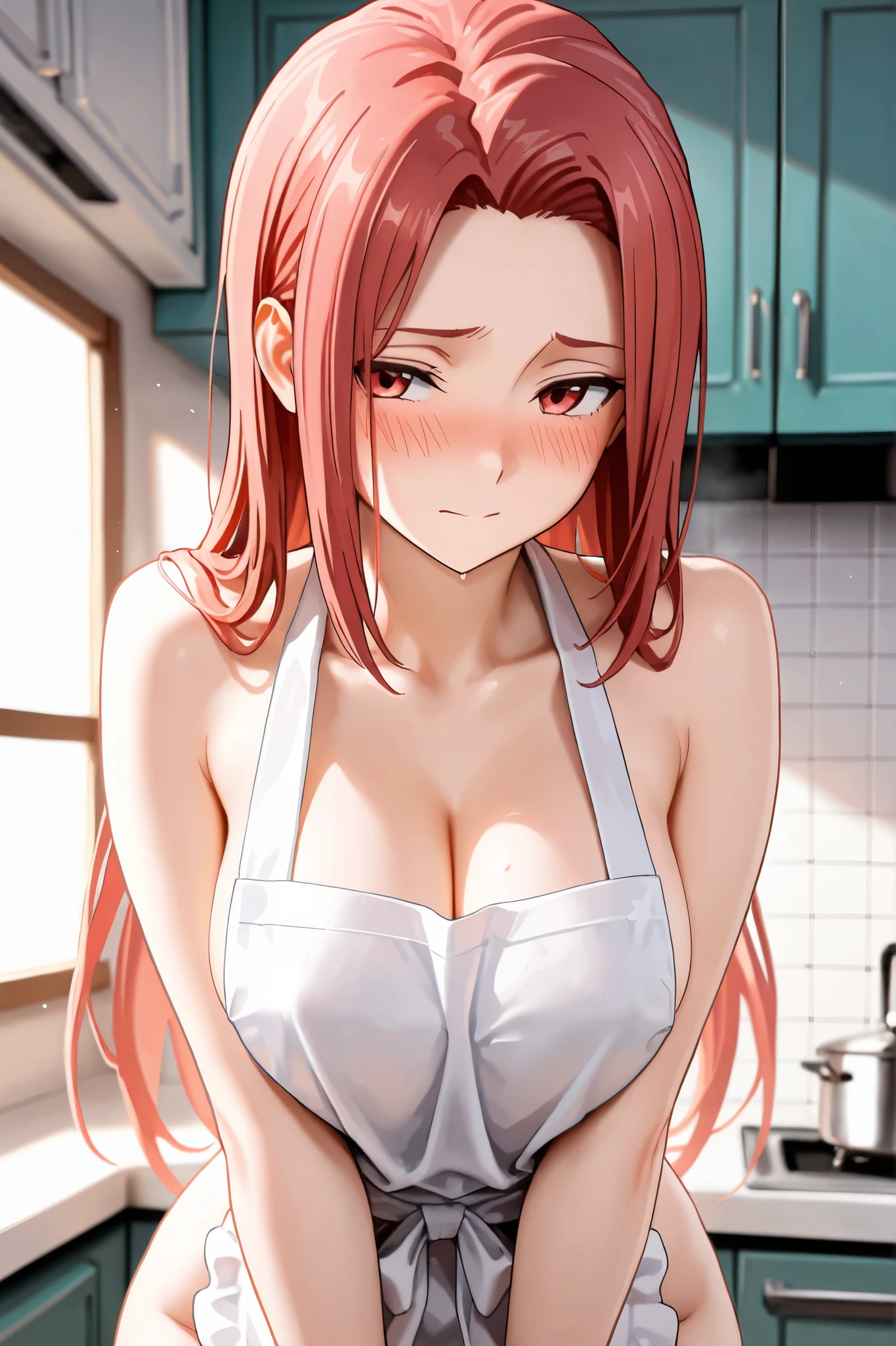 Uzumaki_kushina,huge breasts, beautiful face:1.5,white body,butt hole,navel, cleavage ,bellybutton,off the shoulder:1.8,body facing front,full body shot, short greenskirt, ,green tshirt on hands,mole on top of breast,long hair,loose dress,open mouth,cross-eye,rolling eyes,naughty face,ahg,red lipstick,mole on lips, drooling,tongue out