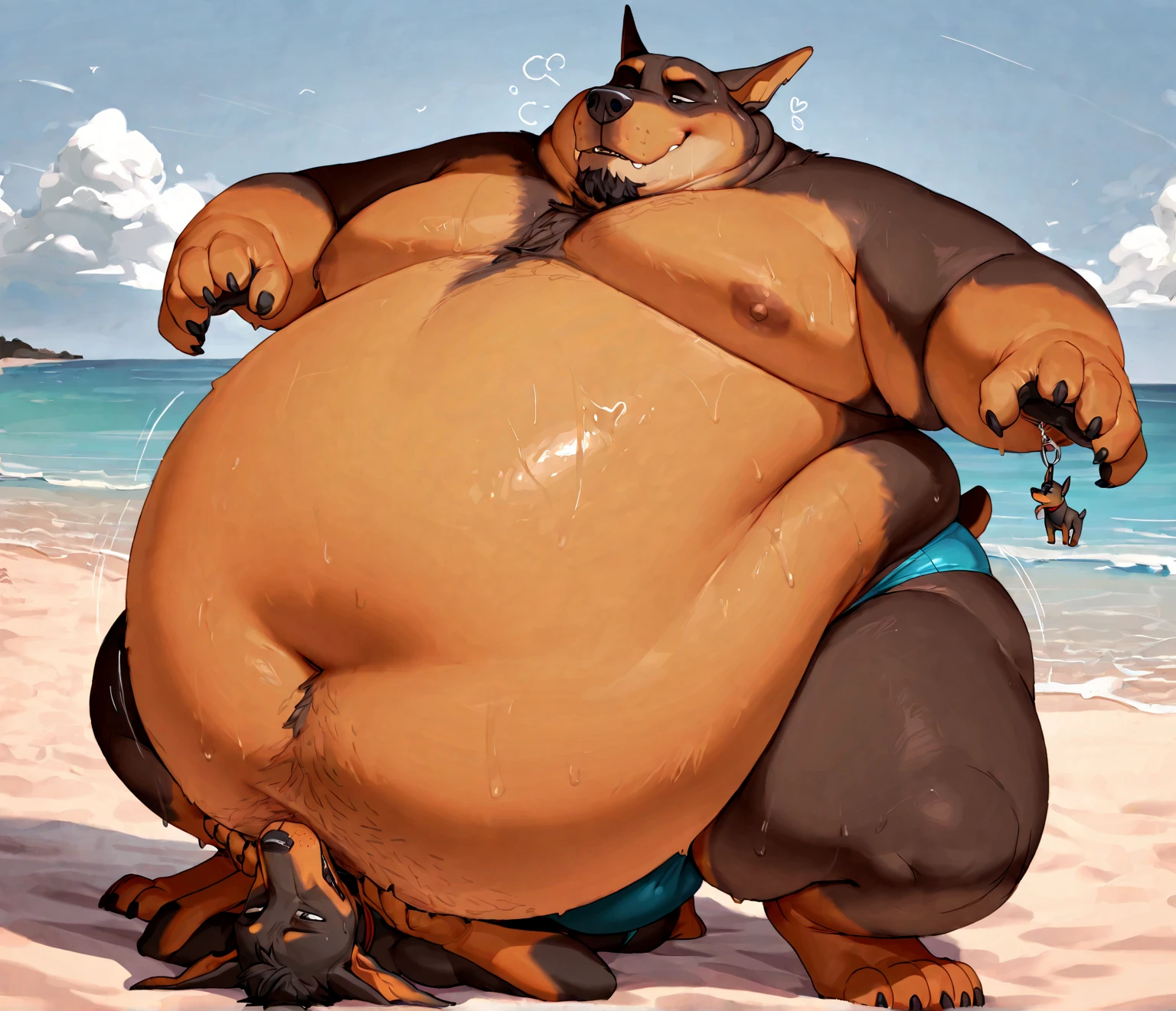 solo, kangaroo, three identical heads on one body, bald, beards, kangaroo ears, kangaroo tail, masculine, necks, eyes, nipple piercing, ear piercing, prince albert piercing, adult, male, 50 years old, stylized 3d, by disney, by rembrandt, by pixar, by dramamine, fat, flabby, dadbod, chubby, big belly, beach background, dancing crowd, nude, flaccid penis, hairy testicles, big nipples, correct hands, correct anatomy, ultradetailed, best quality, detailed masterpiece, highly detailed masterpiece, 4k, professional cartoon, detailed pose, detailed expressions, laughing, annoyed, shouting, dancing