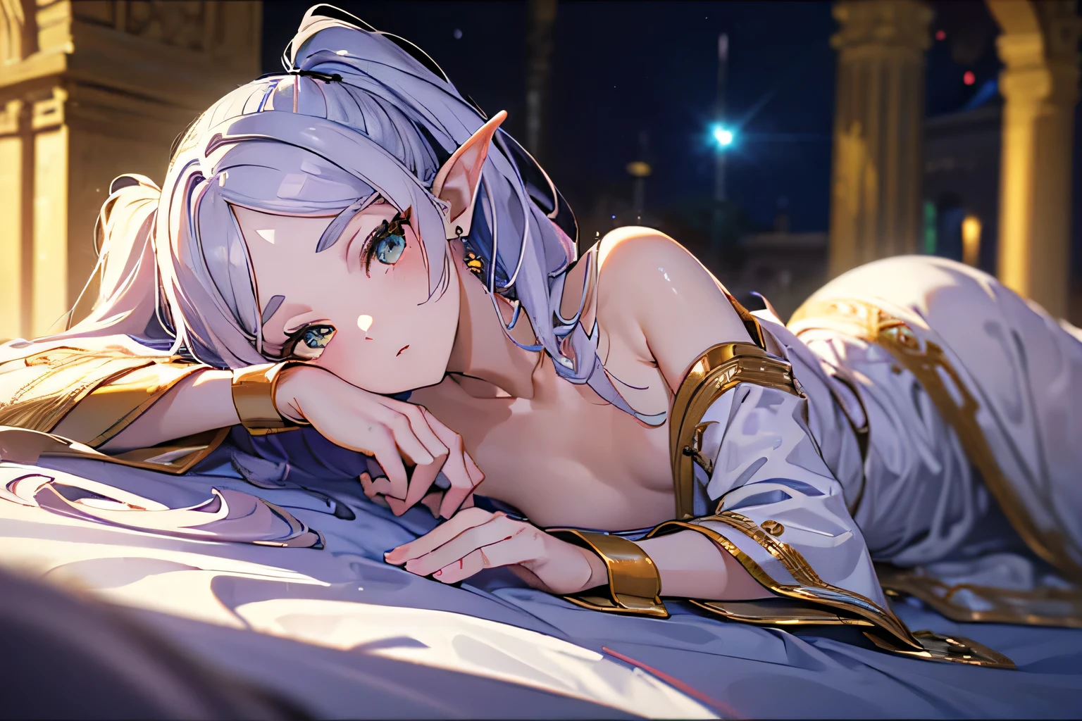 high quality,HD,16K,Sharp Line,1 Girl,fantasy, （Fire Spirits）,Pretty Face, Large Breasts, Beautiful legs,In the mountains,Focus Girl,detailed Pretty Face,Detailed clothes,beautiful eyes,Cool,Sexy,Dynamic Angle,穿着华服的神明Strike a pose拍照, Ancient mysterious sexy goddess, Traditional beauty woman, Beautiful female warrior god of war , Beautiful sexy goddess, Gorgeous role-playing, high, Beautiful young girl, Beautiful woman, 华丽Beautiful woman, Complex clothing,Chinese Mystical Aesthetics, Beautiful Asian ancient mysterious girl, Extremely detailed shot of the goddess, Jaw-dropping sexy beauty, Big breasts deep neckline sexy belly button（butt), (bedroom), (Sexy Girls), masterpiece, best quality, Bangs, blush, Chest, clavicle, Eyebrows visible through hair, (Ombre gold hair), Jewelry, Long hair,Bright Eyes, ring, (solitary), illustration, fashionable, miss, Strike a pose, background, element, confident, Express, Accessories, majestic, striking, key point, Dynamic poses, ((plump)), (black))Woman in transparent dress,Viewer,(((Full breasts, Keeley University))),Slim waist,(Navel exposed,Bare waist), Long hair, extreme detailed details, 详细的fantasy艺术, Stunning character art, Beautiful and exquisite character art, Beautiful transparent dress, Very detailed, Large Breasts，Chest，Golden ratio figure，Beautiful figure，Ultra wide-angle shooting，Full body shot拍摄，Body close-up，Full body shot，Wearing a pleated tulle skirt，柔和动漫illustration, 柔和的深色background，Fujifilm XT3 Clear focus, f 5.6, High Detail, Clear focus,(Wearing openwork clothing),, (Natural light), (Tempting)translucent, Good velvet quality, Compared, Divine Light,, Silver hair, 天空background, Absolute Strength,Female Shinmei，穿着性感丝绸的Female Shinmei,，Large Breasts，Chest，Golden ratio figure，Beautiful figure，Ultra wide-angle shooting，Full body shot，Body close-up，Full body shot， Wearing a tulle dress, Model shooting style, Large Breasts，饱满Chest，Golden ratio figure，Beautiful figure，(Extremely detailed CG 8k wallpaper unit), The most beautiful artistic photos in the world, , 8K 超HD, ) on the beach，Sexy lazy posture，Sexy seductive expression，best quality,masterpiece,Ultra-high resolution,(Practical:1.4),original photo,Ultra-high resolution