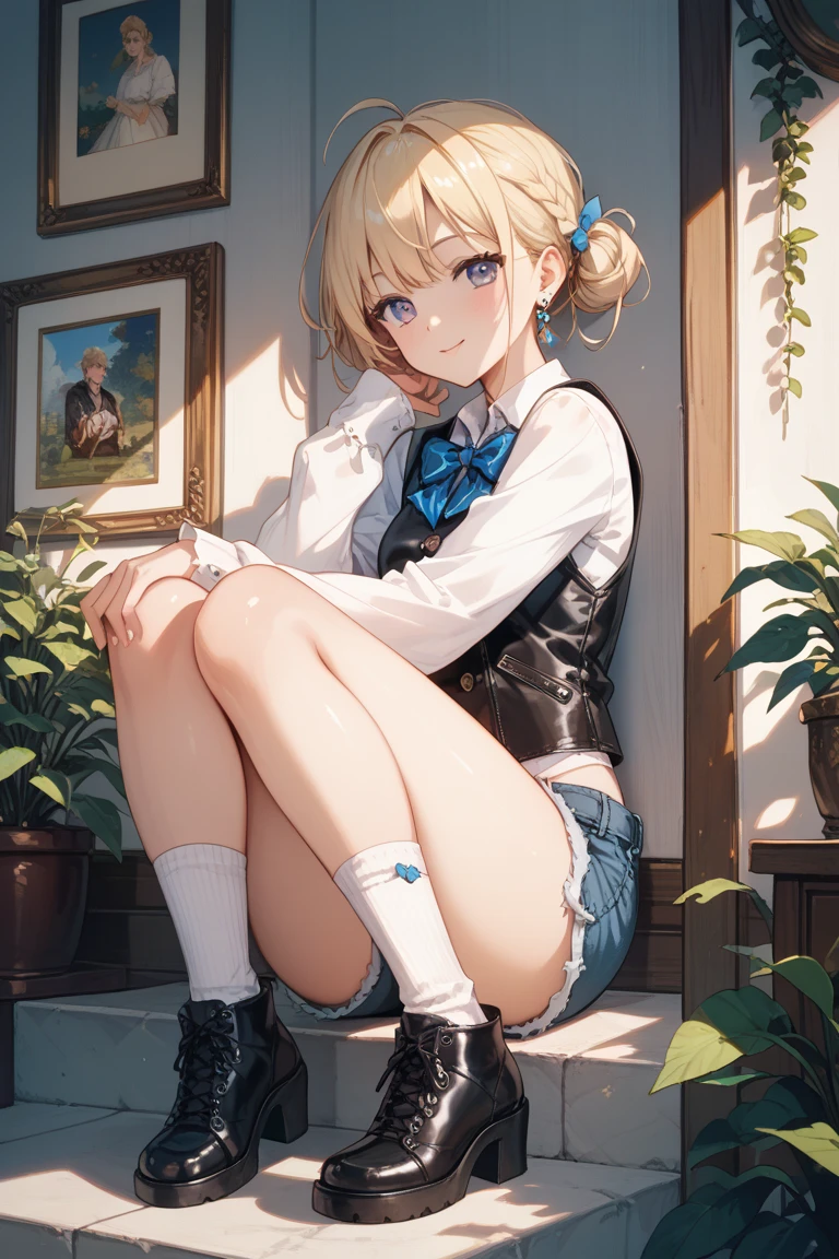 top-quality、Full limbs、complete fingers、Slender beauty、hi-school girl、Bery short hair、knee high、White School Swimsuit