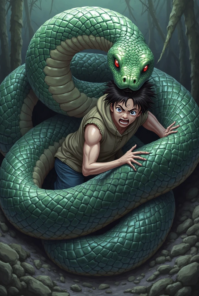 harry potter kissing giant snake, open mouth with tongues out, art from harry potter, snake tongue, harry potter portrait, Harry Potter, snake kissing person
