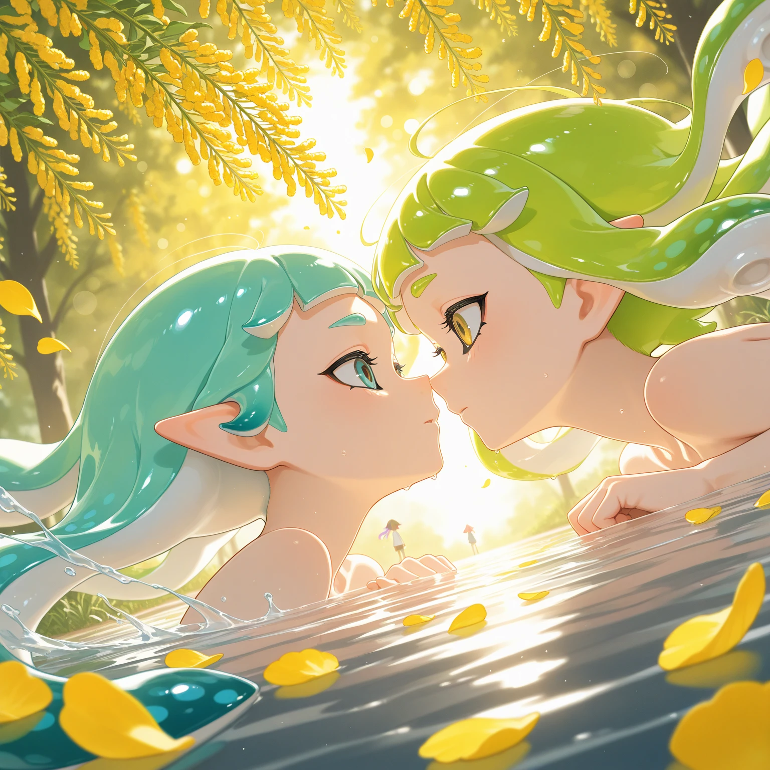 (underwater),(masterpiece), (Best Quality), (Ultra-detailed), (((Anatomically correct))),(2girls:1.5), (Pair1.5),
(((Moe))), (((kawaii))),(10-year-old:1.5),
(two young little Princess of the High Elves:1.5),
(hug:1.5),
((big tits)), ((large thigh)),
(green hair:1.5),
(older sister has large breasts and long hair:1.2),
(younger sister has small breasts and long twin-tails:1.2),
(((underwater))),
((Seabed)),
(coral reef),
((The ceiling is water surface)),
(Jump and dance:1.5),
(looking up and looking away:1.5),
(See-through:1.5),(open chest:1.5),(show through the chest:1.5),(deep slit:1.5),(short ruffles:1.5), (show underwear:1.5),
(older sister wears a shiny pink wedding negligee with silver trim and silver embroidery:1.5)
(younger sister wears a shiny white wedding negligee with golden trim and golden embroidery:1.5)
(white underwear:1.5),
(white veil:1.5)
(blue cloak:1.5),
(hair ornament made of ivy:1.5),
(brooch made of flowers and leaves:1.5),
(white see-through Knee-socks), (garter belt:1.5),(barefoot),(long gloves), (earrings),
(fainting in agony),
(open mouth wide in fear),
(painted eyebrows),
(blowing in the wind:1.5),
A lot of small bubbles, depth of fields, Dutch Angle, god rays,
(from below and from side:1.5),