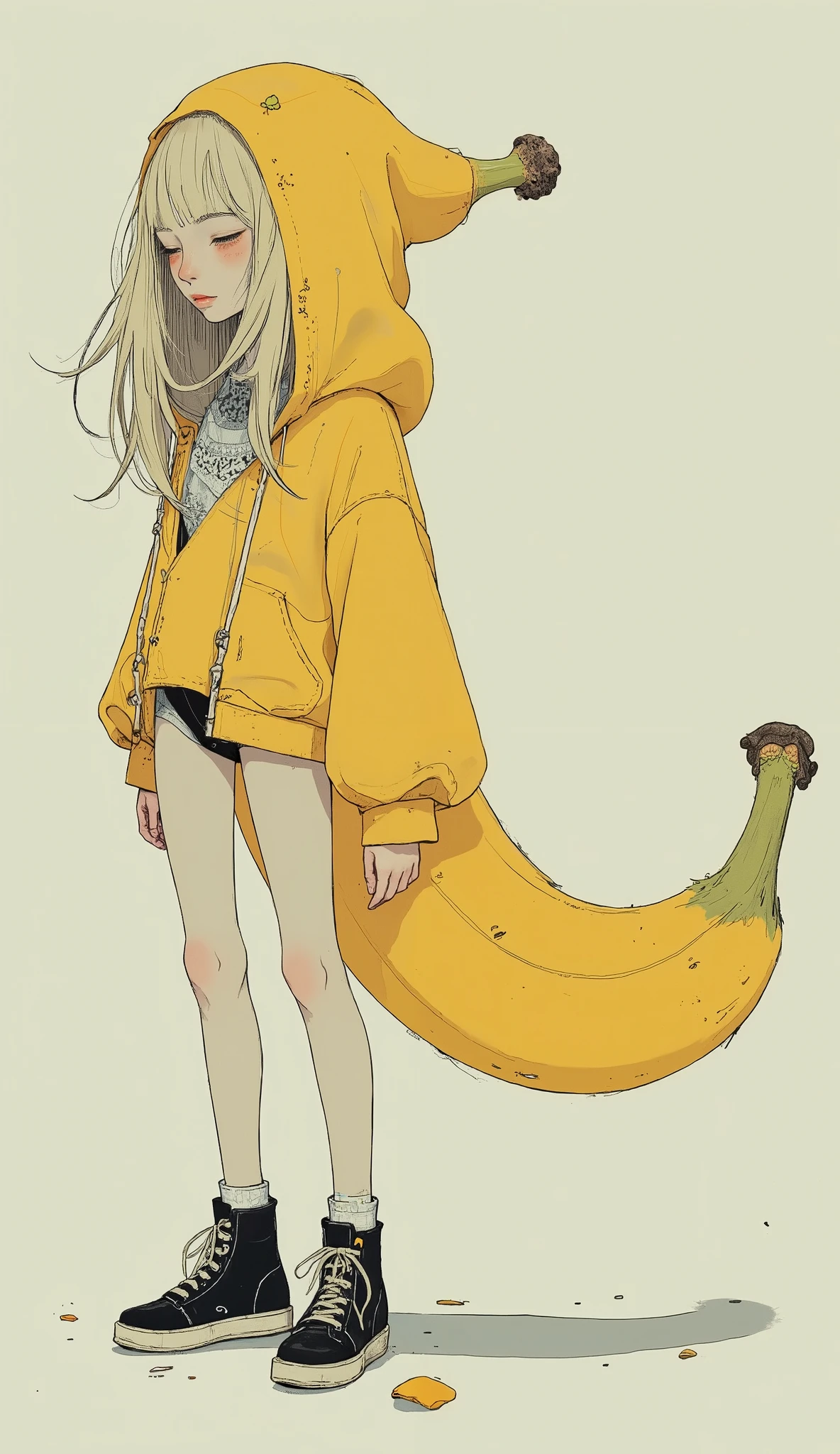 solo, 1girl, happy, yellow hair, silver eyes, full body, fruit background <lora:Lansane_style_v01.08:1>