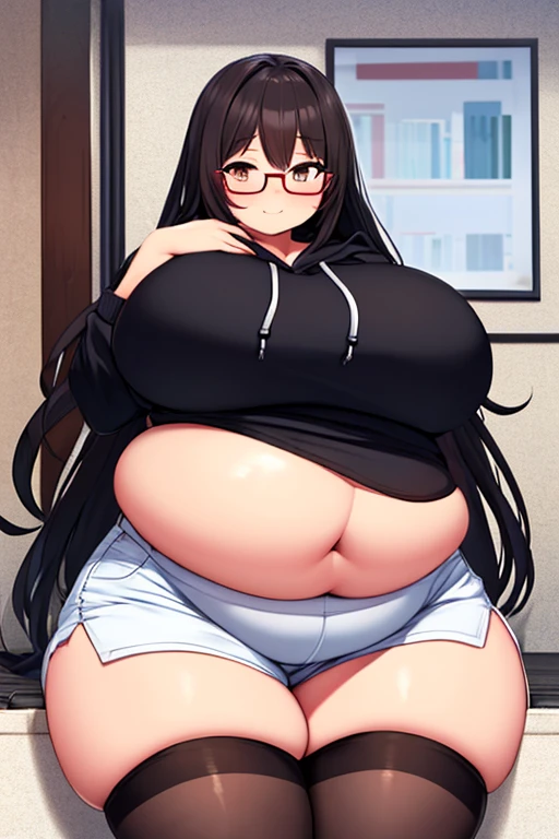 (Huge cleavage:1.5)，Black ripped pantyhose，overweight obese body（3.9），Abdominal obesity，abdominal sagging，（Belly Obesity 5.6），The clothes were tattered，Abdominal obesity，bbw、 Plump curves、Soft and round，Severe fat accumulation，Difficulty in action，squatt，Severe accumulation of crude fat in thighs，hugs