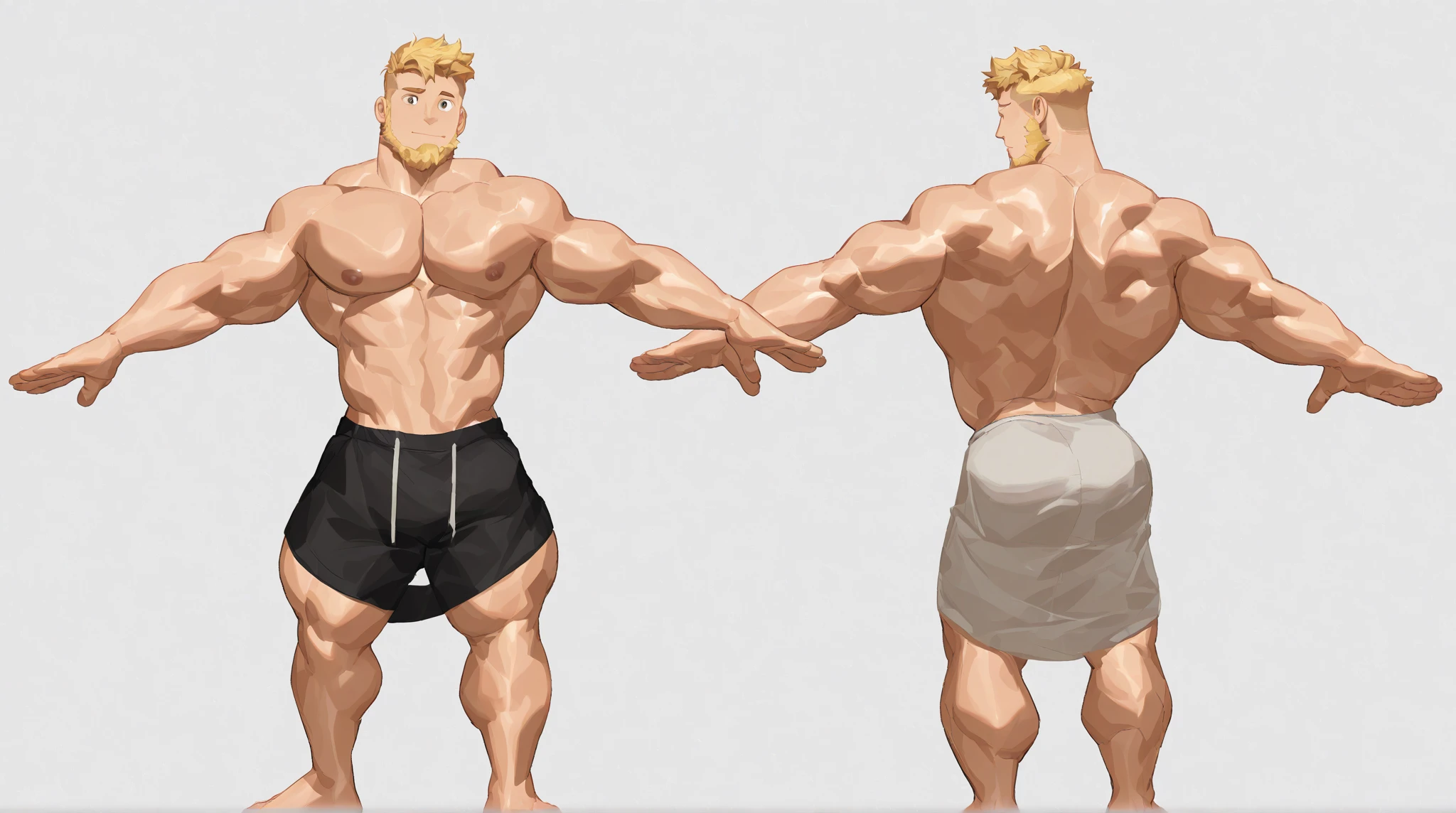 Anime, High quality full body image of asta as a bodybuilder in a tight thong, ohne Schuhe, Feet, bare Feet, massive muscular body, huge muscular shoulders, Massive big biceps, Venen im Bizeps, Muskelbeine, massive muscular abs, Bizepsflex. posierend, er schwitzt, very muscular, The toned body shines in the spotlight, on a stage and shows off his muscles , a lot of muscular
