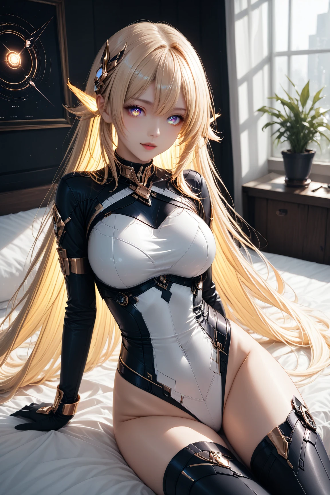 NSFW:1.4、Masterpiece、最high quality、high quality、High definition、High resolution、High detail、Lens flare、Ray Tracing、high qualityなテクスチャー、high qualityな影、Beautiful details、Detailed explanation、Detailed texture、Realistic facial expression、Realistic and colorful、Delicate、Cinematic Light、Side light、Sharp Focus、(1 Female:1.3)、(Intricate details、Makeup、Pure Eros Face_v1:0.5)、(Details Beautiful delicate face、Detailed beautiful delicate eyes、Perfect Facial Proportions、Detailed skin、Charm)、Fancy Twin Tails、Beautiful bangs、(Two-tone gradient hair color)、slender、(Detailed chest、Large upward-facing breasts)、Underboob、(Detailed crotch、Underopen、V-Cut、High Leg、Thong)、Thighs、Headphones、(See-through)、White shirt、Crop top、Cyberpunk Sleeve Removal、Knee-high、Cyberpunk Boots、Provocative attitude、Release your knees、Leg spread、Full body photography、Low-angle composition、(Take a deep breath、Work on this image step by step)